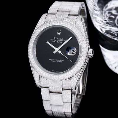 GB Factory Rolex's Oyster Perpetual Datejust 41 series Silver steel case with White diamonds Diameter 41mm watch